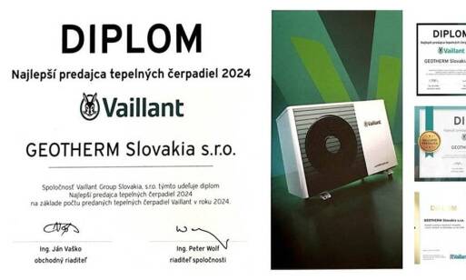GEOTHERM Slovakia je už 10 rokov po sebe najúspešnejším predajcom tepelných čerpadiel Vaillant na Slovensku