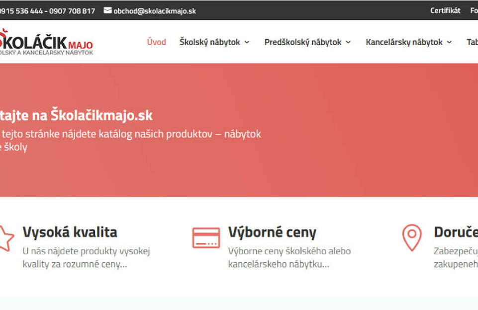 Školáčik Majo poskytuje predškolský nábytok vysokej kvality